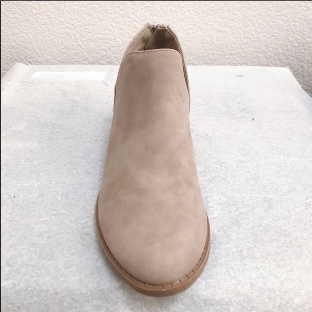 Women’s Ankle Low Heel Boots/Booties-Khaki - Picture 3 of 4